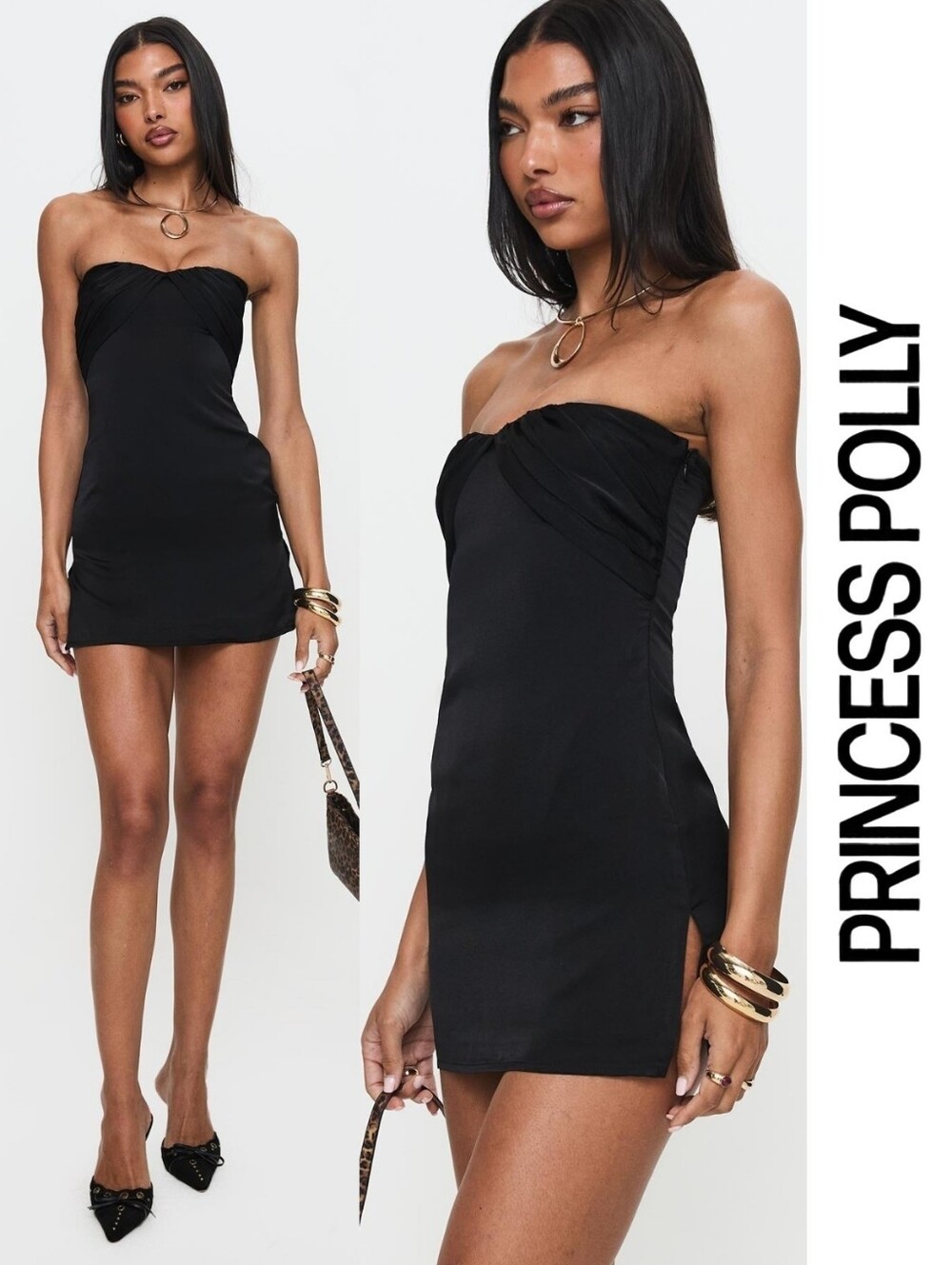 Princess Polly Irena Strapless Mini Dress Twist Bandeau - Black